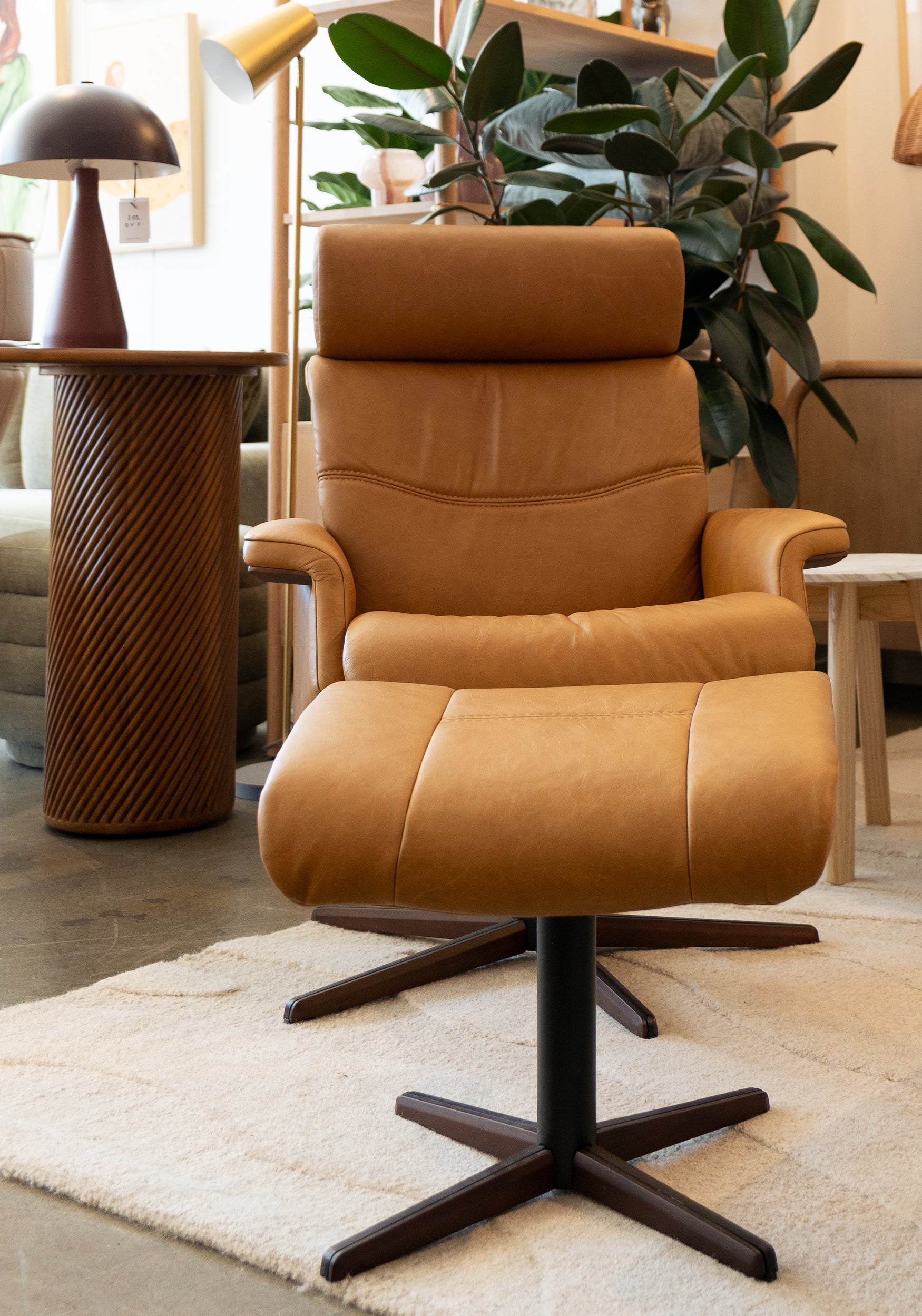 Pascal Motion Chair & Footstool in Leather