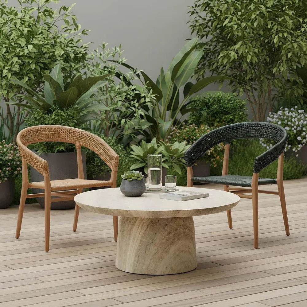 Parisi Round Coffee Table in Grey Travertine Look - Outdoor