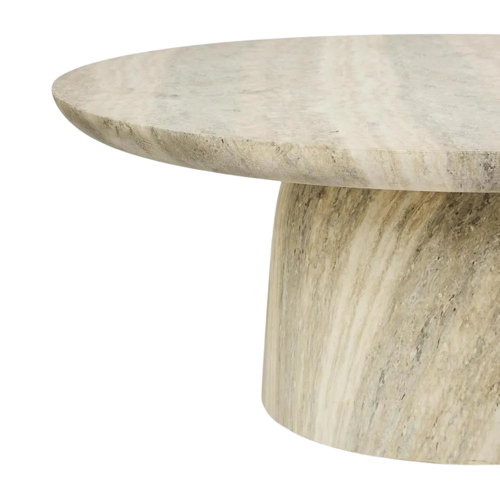 Parisi Round Coffee Table in Grey Travertine Look - Outdoor