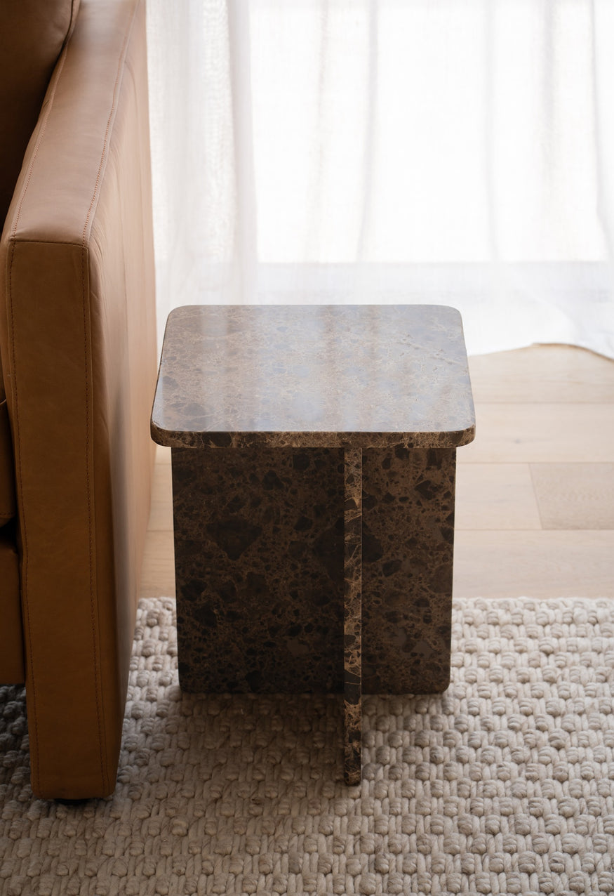 Pierre Side Table in Dark Emperador
