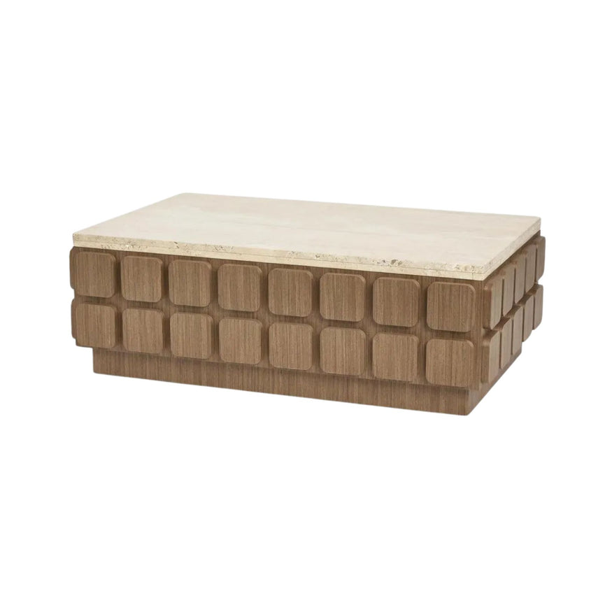 Porto Travertine & Walnut Coffee Table