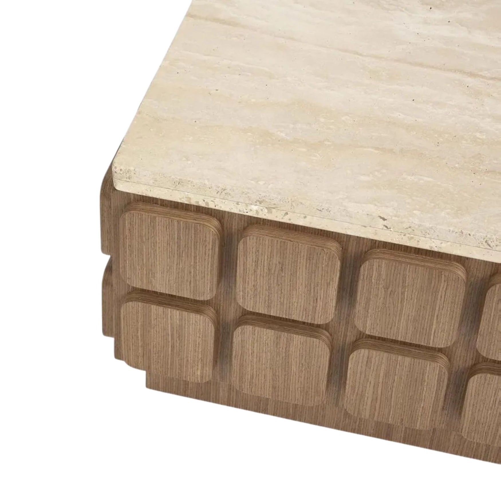 Porto Travertine & Walnut Coffee Table