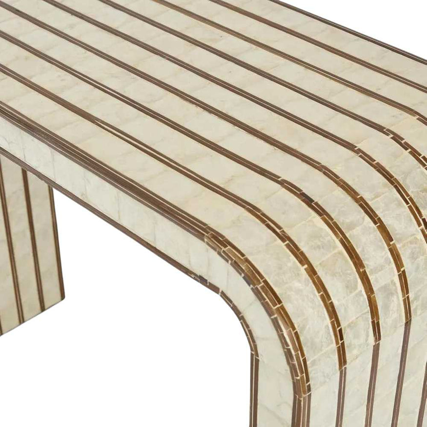 Raya Console Table in White Shell & Bamboo
