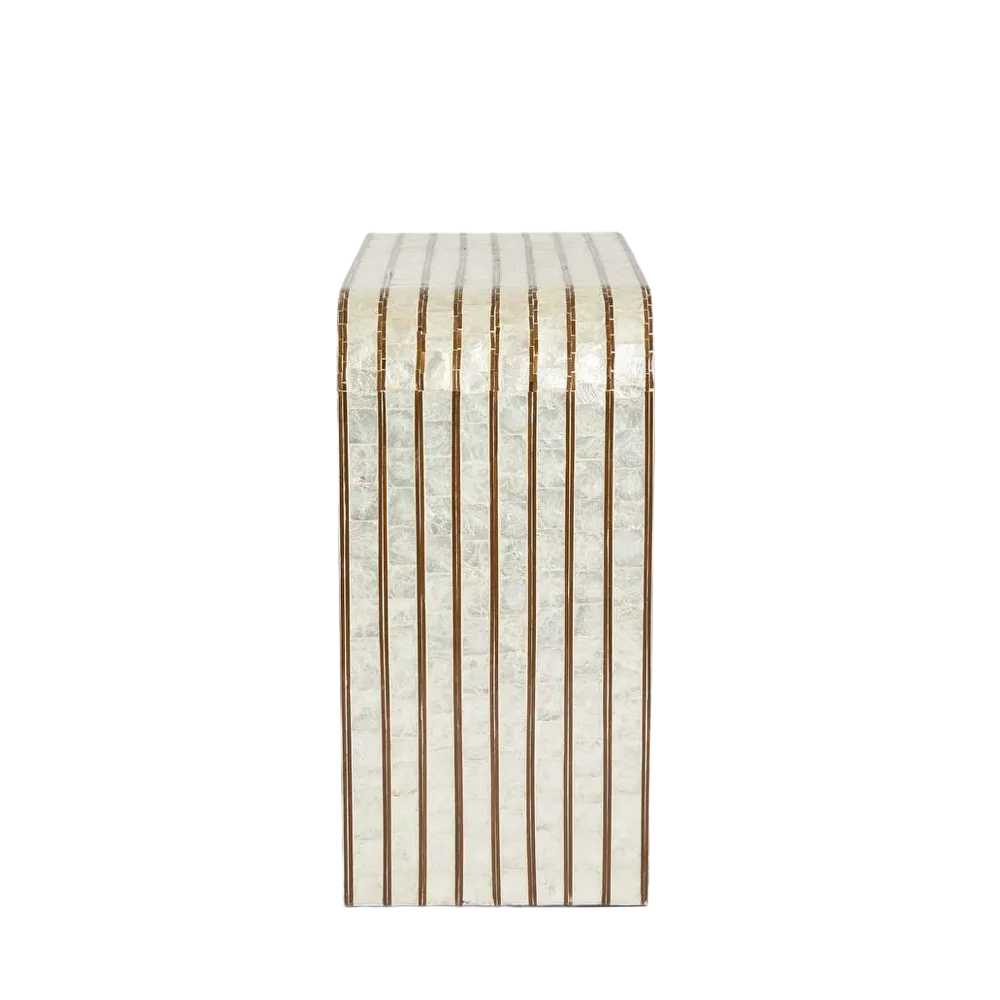 Raya Console Table in White Shell & Bamboo