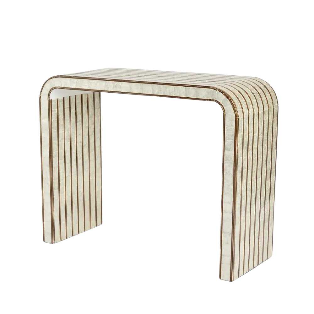 Raya Console Table in White Shell & Bamboo