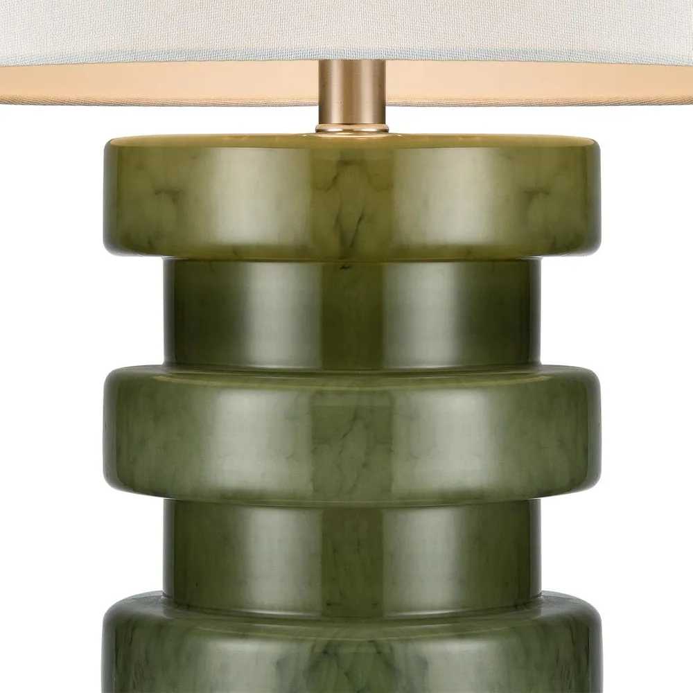 Remy Green Glass Table Lamp/White Shade