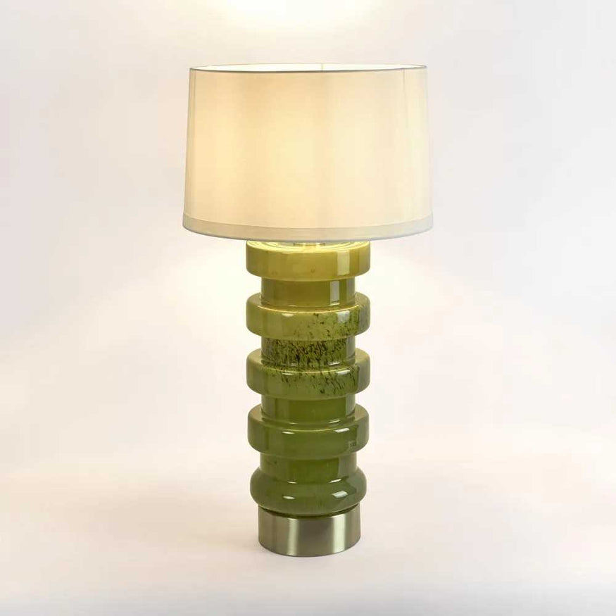 Remy Green Glass Table Lamp/White Shade