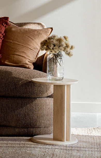 Roquette Side Table in Light Travertine