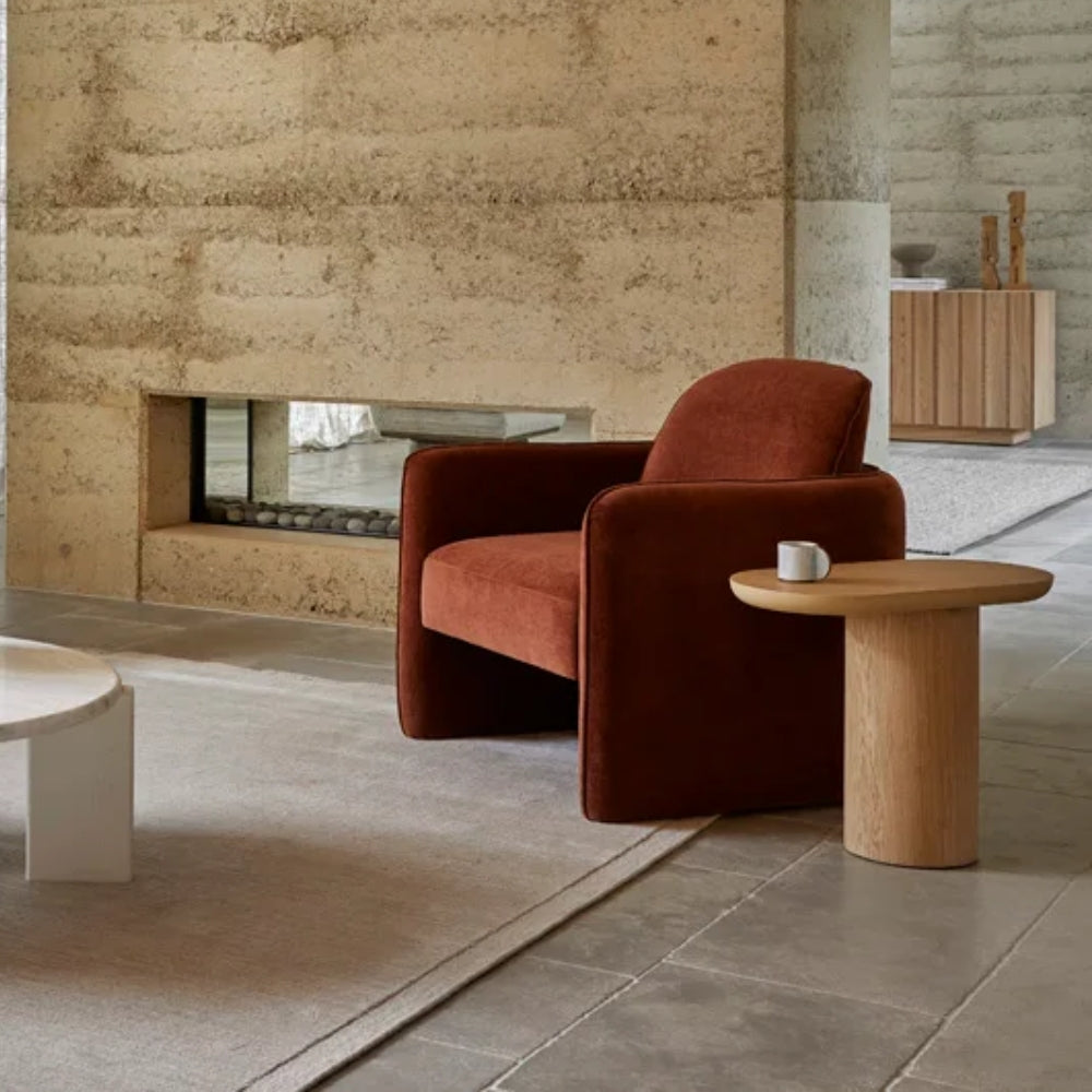 Seb Pedestal Side Table in Natural Oak