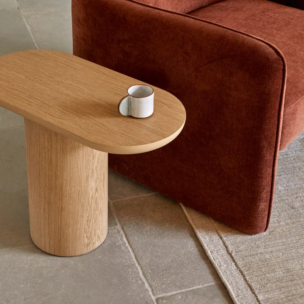 Seb Pedestal Side Table in Natural Oak