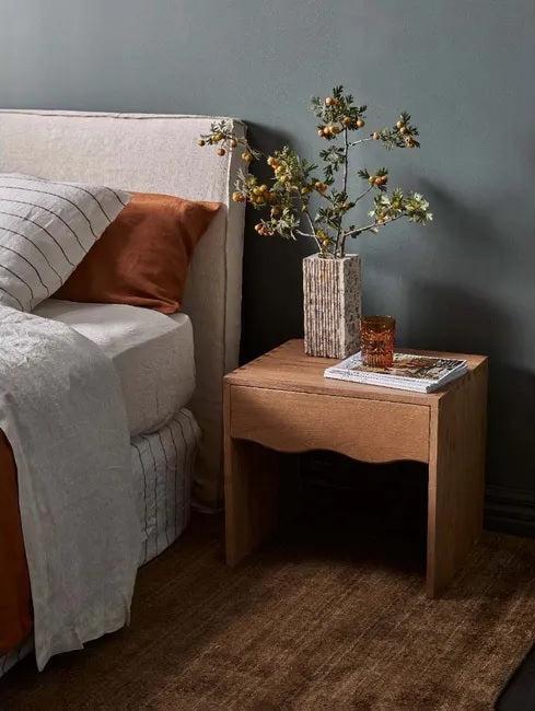 Solstice Wave Bedside Table in New Oak