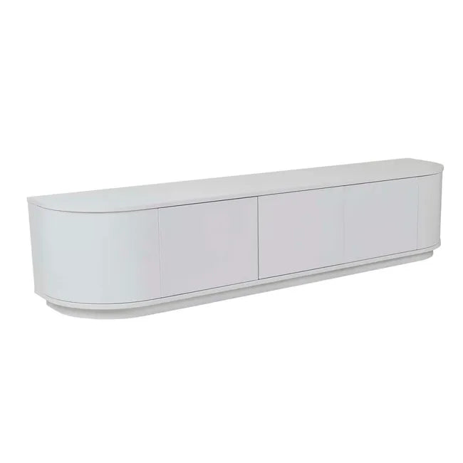 Oberon Crescent TV Unit in White Grain Ash