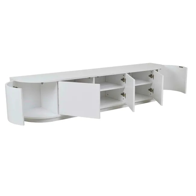 Oberon Crescent TV Unit in White Grain Ash