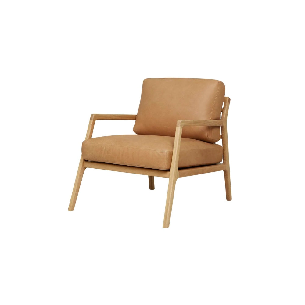 Tolv Nysse Occasional Chair in Camel Leather & Light Oak