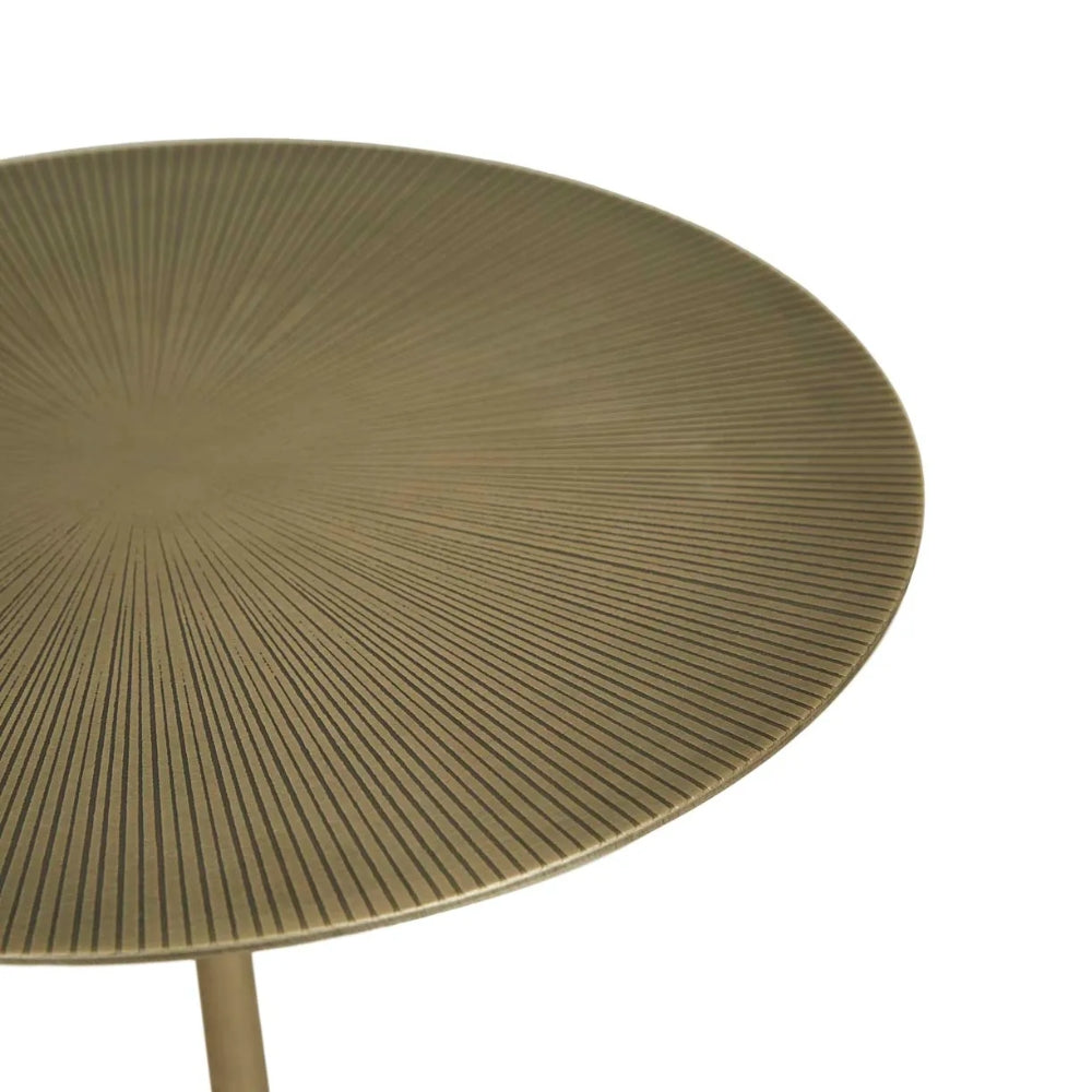 Verona Pillar Side Table in Latte Marble & Antique Brass