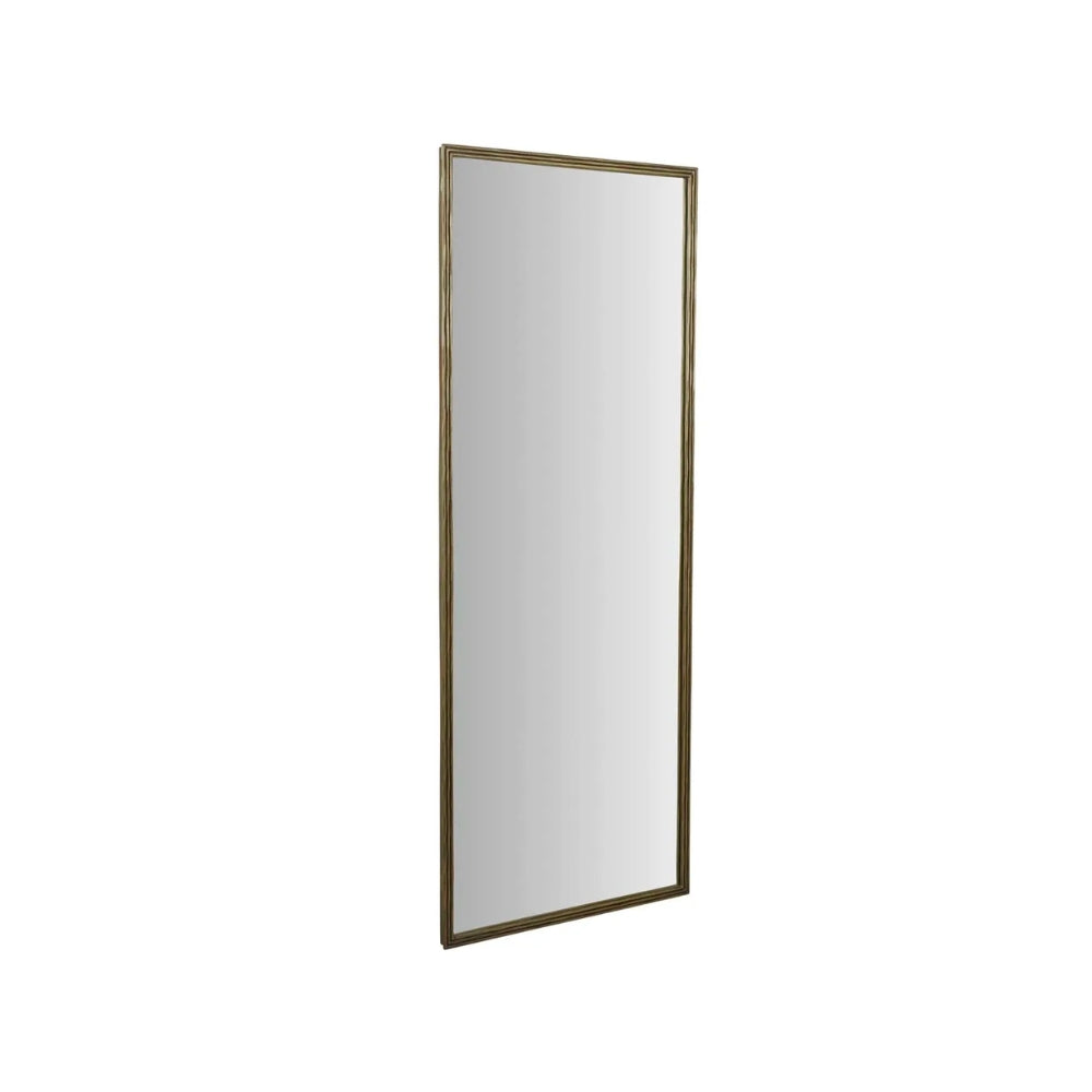 Verona Ribbed Floor Mirror in Antique Brass