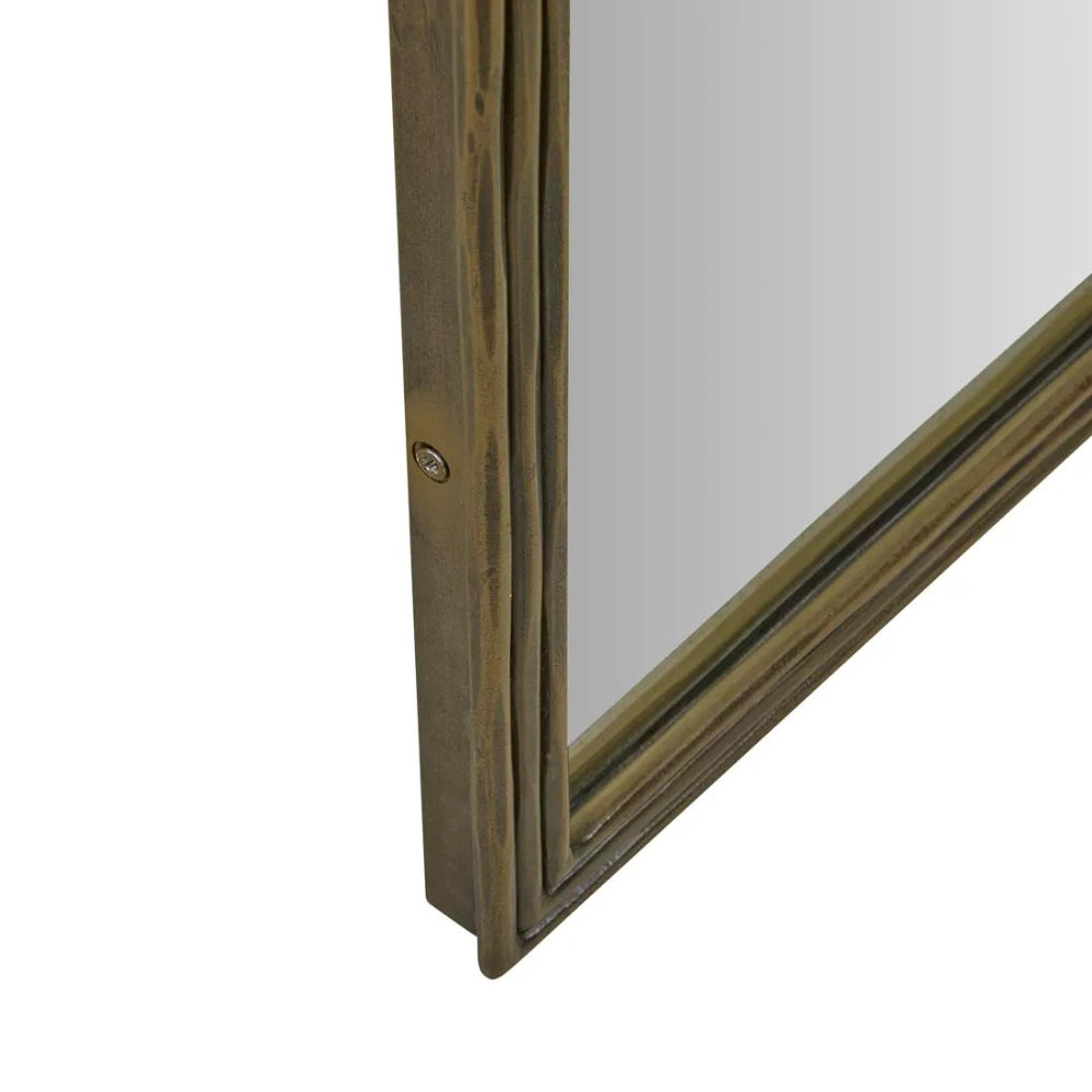 Verona Ribbed Floor Mirror in Antique Brass