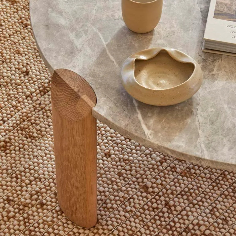 Willa Marble Coffee Table in Grey Marble & Light Oak