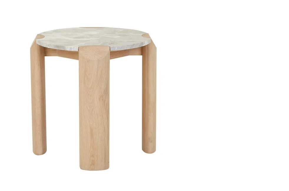 Willa Marble Side Table in Grey Marble & Light Oak