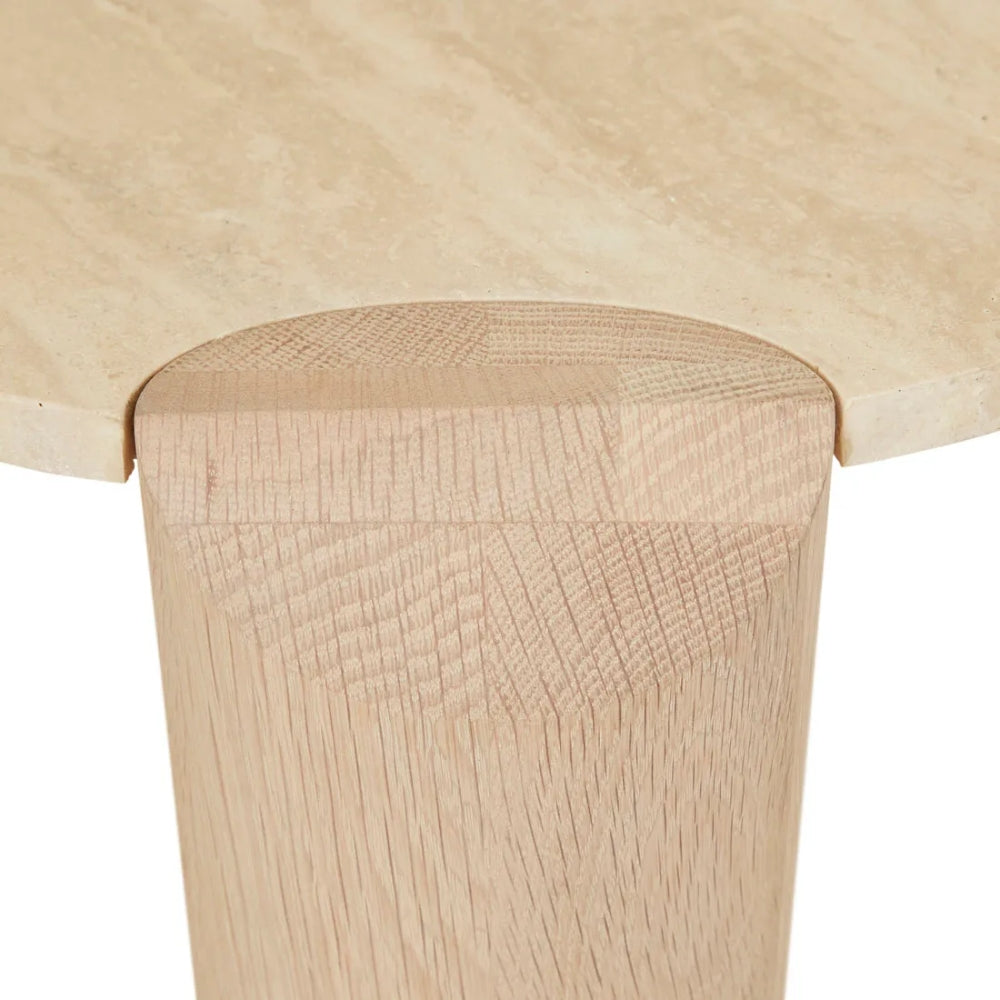 Willa Marble Side Table in Natural Travertine & Light Oak
