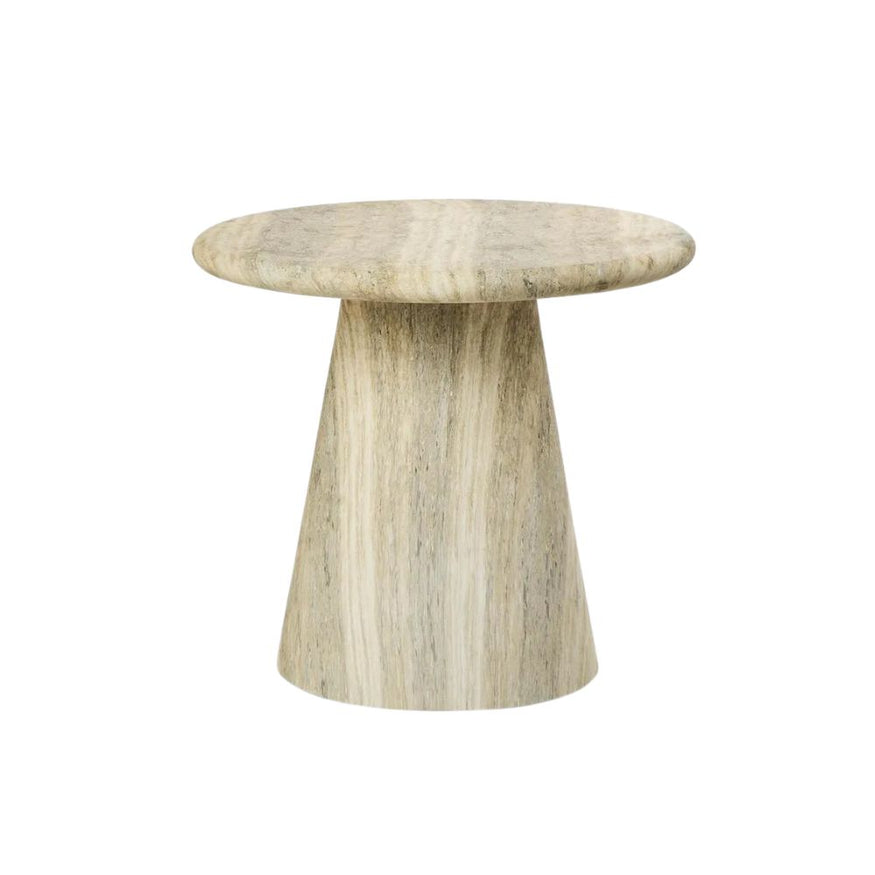 Parisi Round Side Table Grey Travertine Look - Outdoor