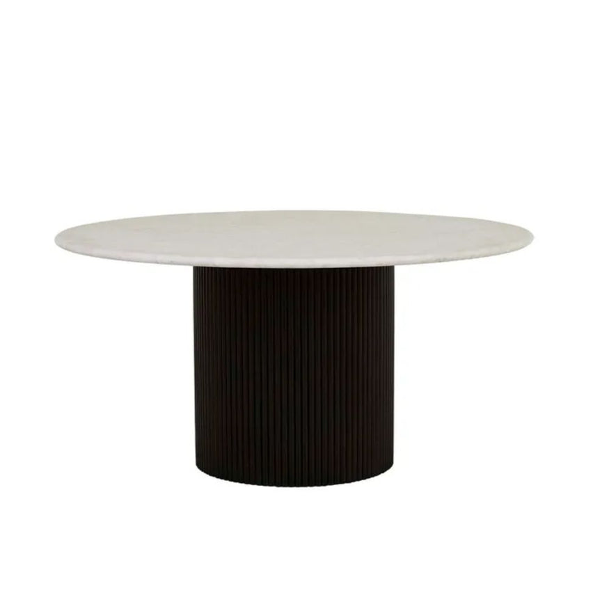 Benjamin Ripple Dining Table in White Marble/Matte Black