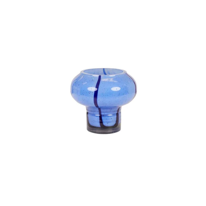 Boden Stripe Bulb Vase in Cobalt