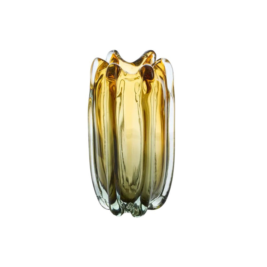 Solenne Handblown Glass Vase Large Amber / Green Ombre