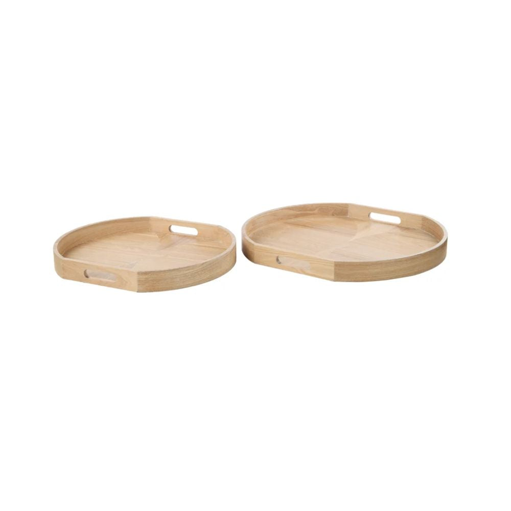 Elwood Ash Wood Veneer Tray-Set of 2
