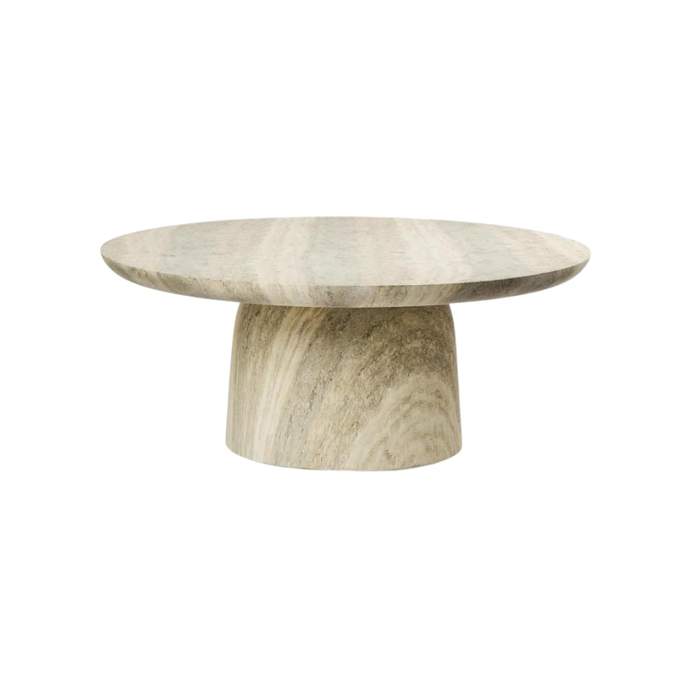 Parisi Round Coffee Table in Grey Travertine Look - Outdoor
