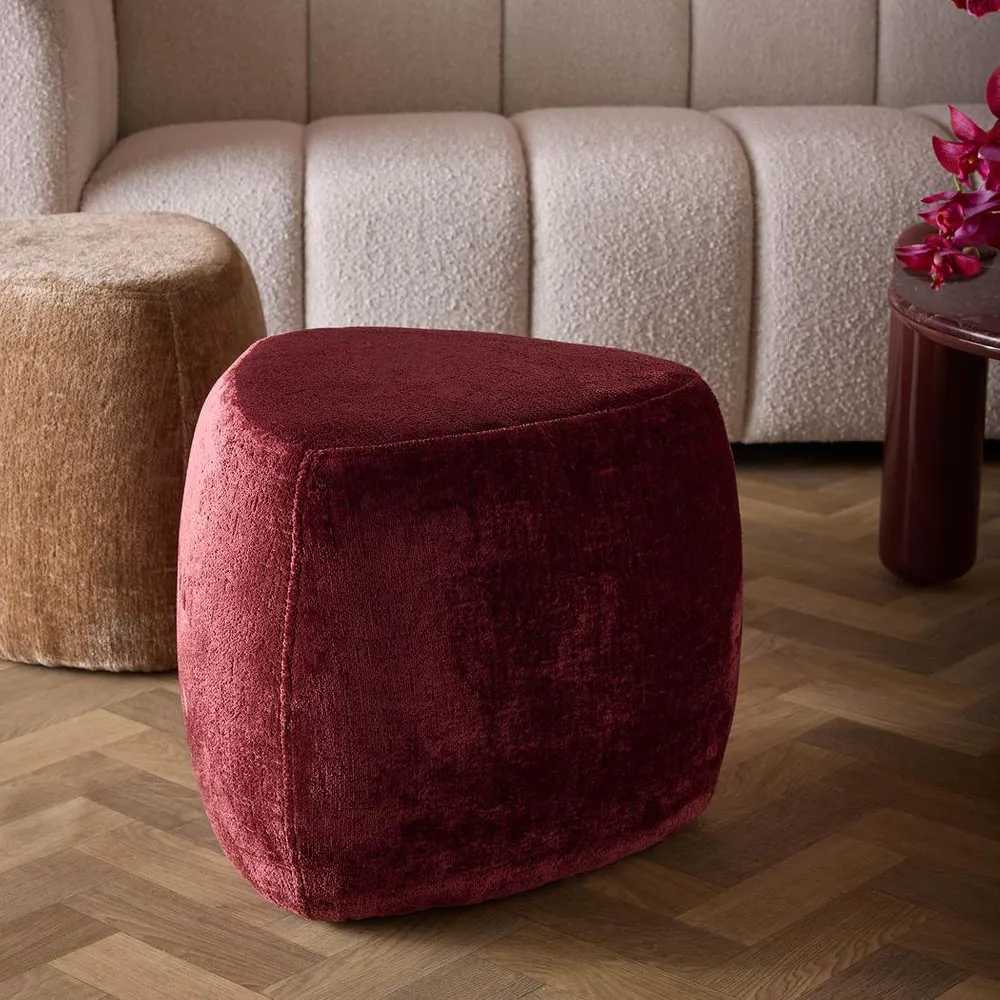 Pebble Small Ottoman in Ruby