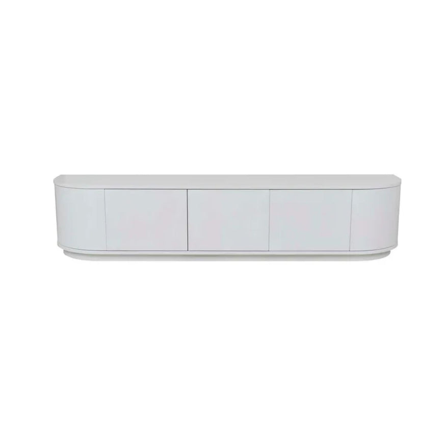 Oberon Crescent TV Unit in White Grain Ash
