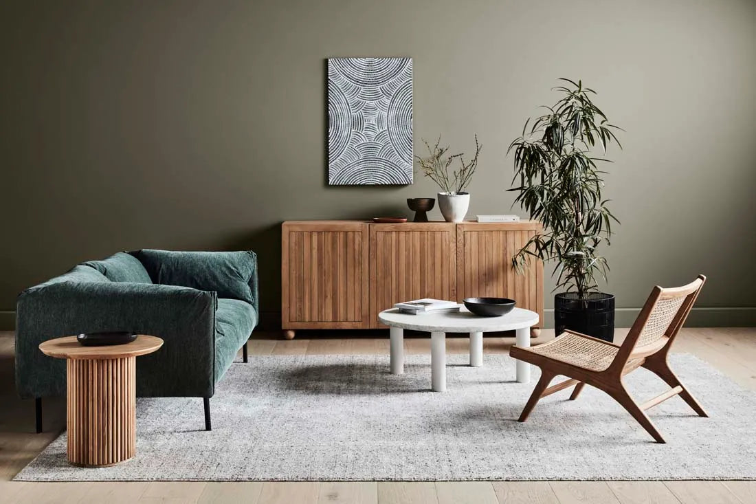 Tully Round Side Table in Natural Teak