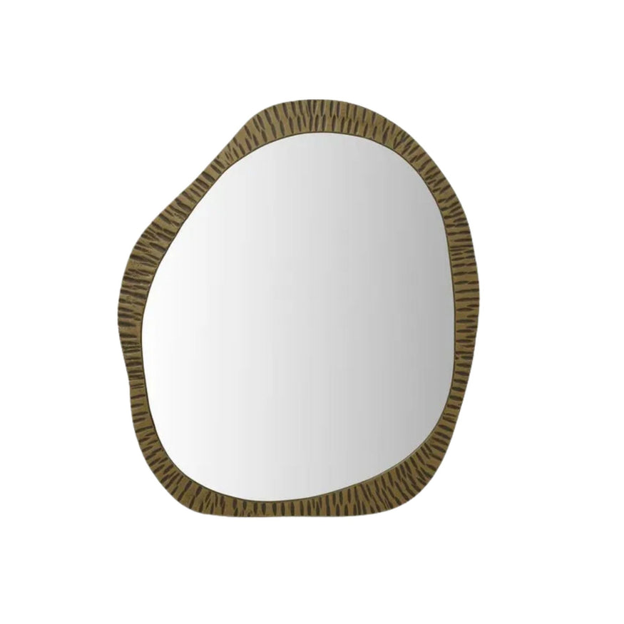 Verona Abstract Mirror in Antique Brass