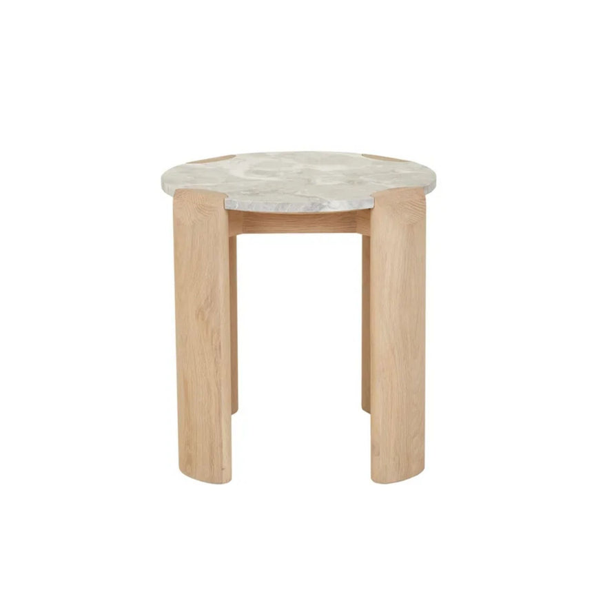 Willa Marble Side Table in Grey Marble & Light Oak