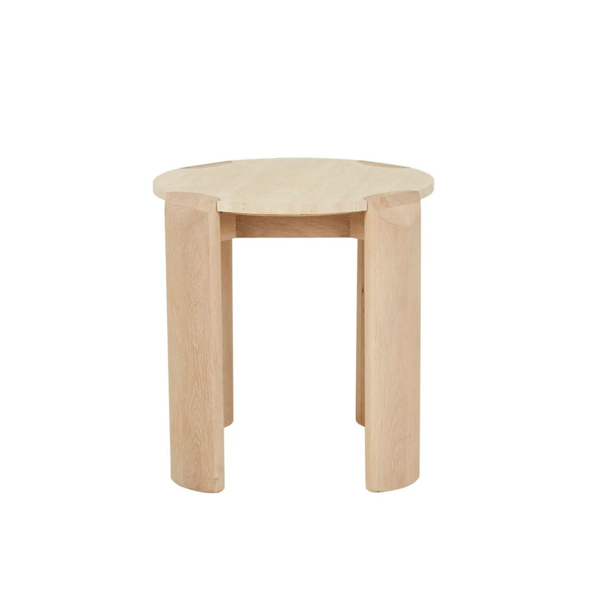 Willa Marble Side Table in Natural Travertine & Light Oak